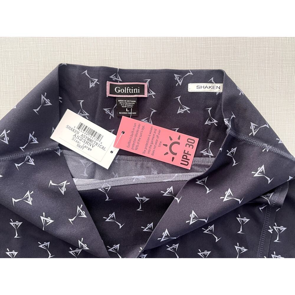 Golftini Sz L Asymetrical Skort Blue Print Stretch Pickleball Tennis Golf Pocket - Picture 6 of 12